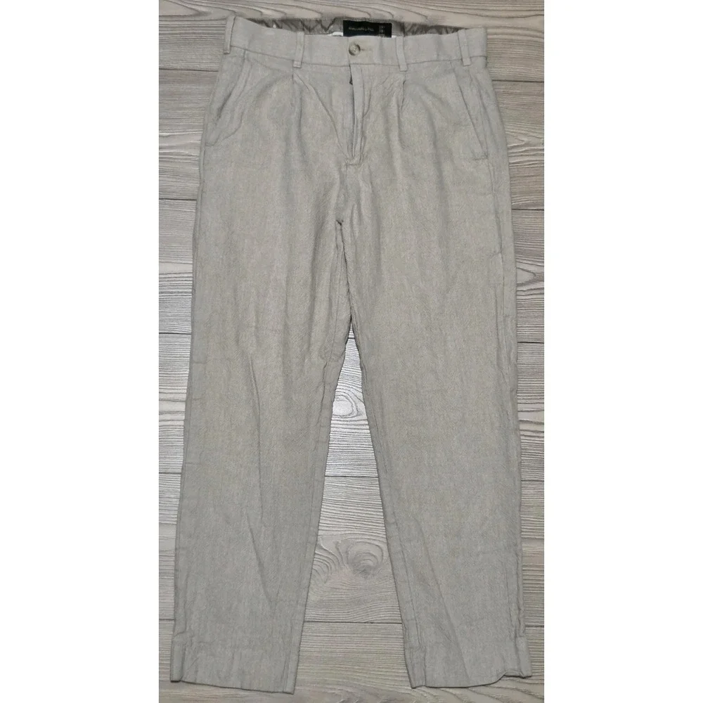 Abercrombie & Fitch Linen Viscose Cotton Blend Pants Beige Mens Size 29x30